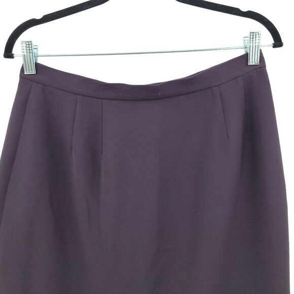 Vintage 80s Petite Skirt 10 Purple Pleated Ruffle Pink‎ Trim Trumpet Career Work - Picture 5 of 10